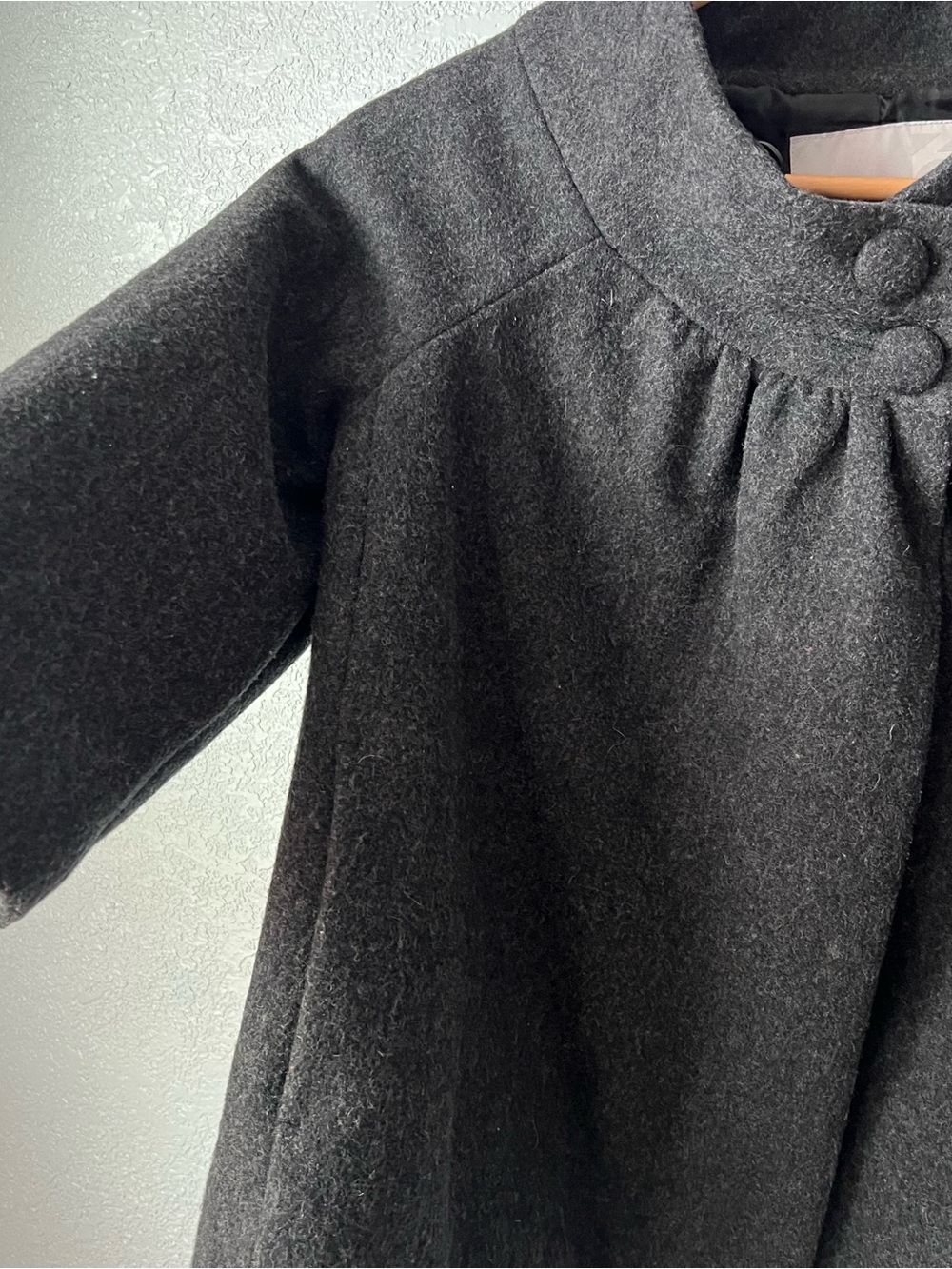 Old Navy Women’s Small Charcoal Gray Wool Blend Swing Coat 3/4 Sleeve Size S - Picture 6 of 7
